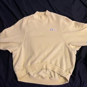 pastel yellow fila sweat shirt